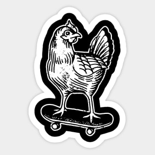 Skateboarding Chicken On A Skateboard Sticker